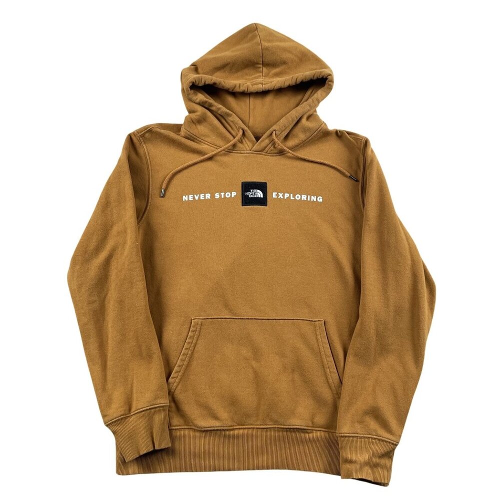 the North Face Hoodie Mens Medium Caramel Never Stop Exploring Pullover